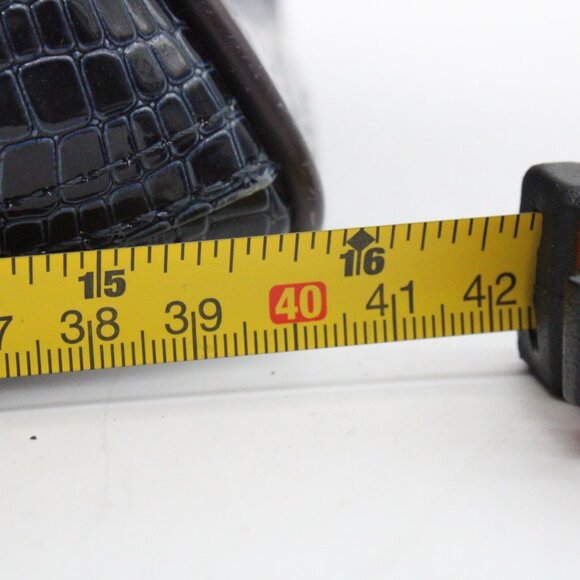 Samantha Brown Dowel Travel Bag Croc Embossed BLUE Brown Weekender Carry On VTG - Picture 8 of 15